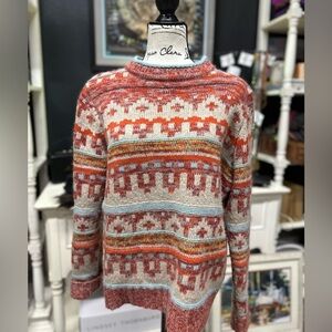 Sundance Orange and Cream Knit Sweater